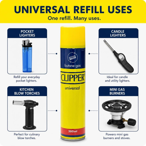 Clipper Gas 300ml with BBQ Lighter Set 2PCS 1