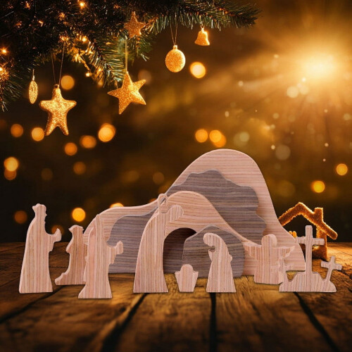 Wooden Easter Resurrection Scene Set 12 Pieces