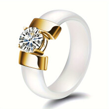 7 mm zwart-witte keramische ring met zirkonia – Unisex