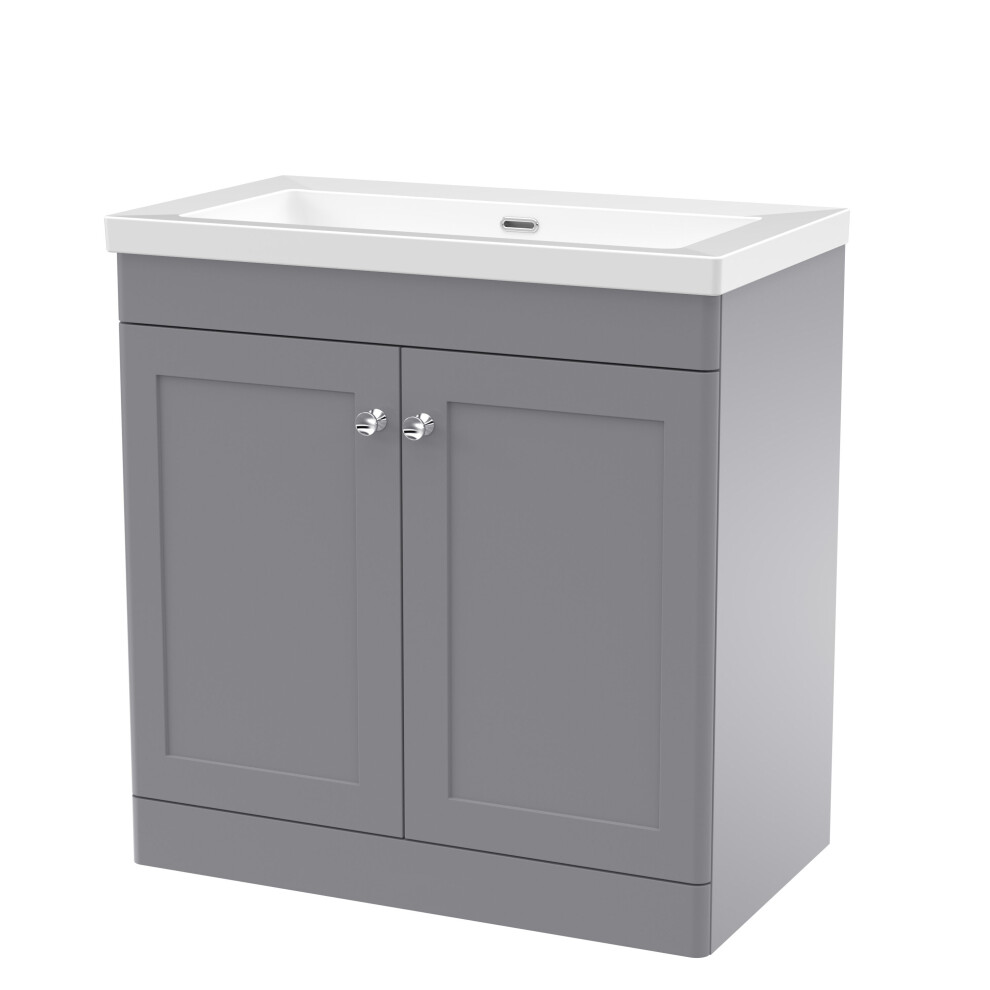 Balterley Swynnerton Traditional 2 Door Floor Standing Vanity Unit With Fireclay Basin, Satin 800Mm Grey