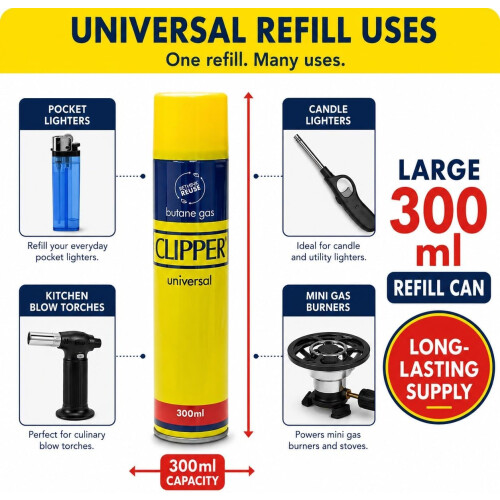 4PCS Genuine Clipper Gas 300ml Refill Pack 1