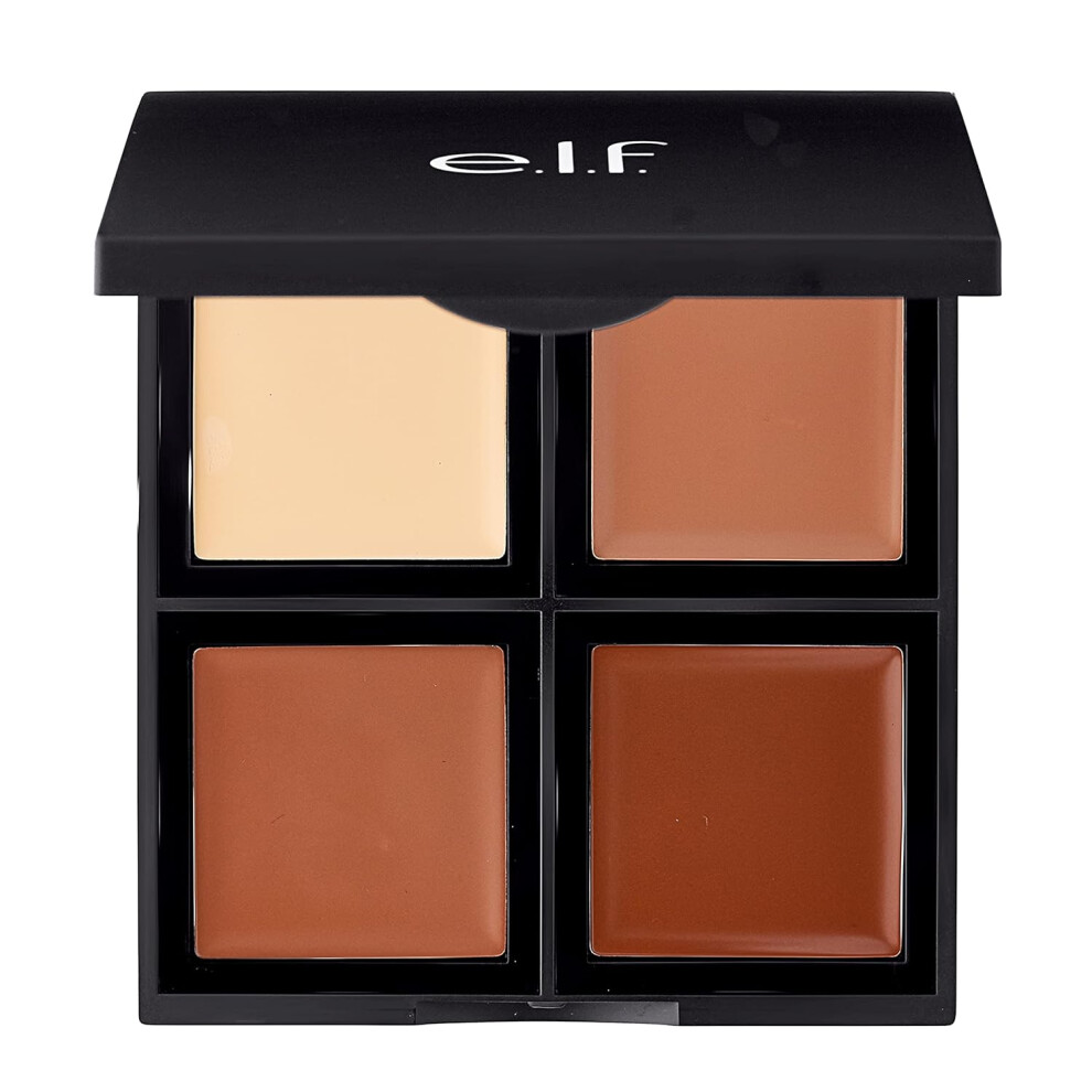 E.l.f. Contour Palette, 4 Shades, Easy To Apply, Blendable, Buildable, Highlights, Contours, Sculpts, Sharpens, Bronzes, Compact, 0.43 Oz Cream
