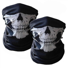 Lot de 2 masque demi-visage vélo et ski, cache-cou multifonction, écharpe fantôme, chaud et respirant, noir, unisexe