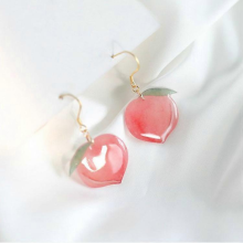 Boucles d’oreilles cerises rouges en 3D, breloques dorées, bijou mignon cadeau pour femme et fille