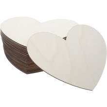 30 piezas de rodajas de madera grandes en forma de corazón, sin acabado, de 20 cm.