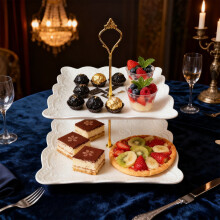 2-layer Cupcake Rack Decorative Trays Dessert Tower Tray for Parties Tea Parties Weddings Dessert Table Decoration Living Room Dried Fruit Platter