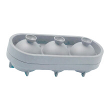 3 Cavities Tennis Ball Shape Silicone Ice Maker Mold-Grey