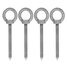 Lot de 4 vis à œillet autotaraudeuses M8x80 mm en acier inoxydable, robustes et polyvalentes, couleur argent.
