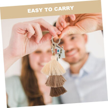 3er-Set Boho-Schlüsselanhänger mit Baumwollfadenquaste, handgefertigte mehrlagige Taschenanhänger