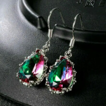 925 Silver Drop Stud Earrings Mystic Topaz Purple