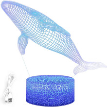 Lampe de bureau baleine 3D, veilleuse LED colorée portable, décoration pour chambre d'enfant