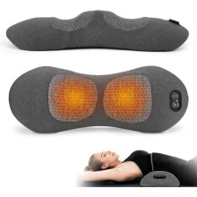 3-i-1 elektrisk ländryggskudde med värme- och massagefunktion, ergonomisk memory foam-massageapparat, mörkgrå