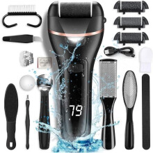 Sähköinen jalkaviila, IPX7-vedenpitävä ammattitason pedikyyriin tarkoitettu sähköinen jalkaviila, 2 nopeutta, 3 vaihtorullaa