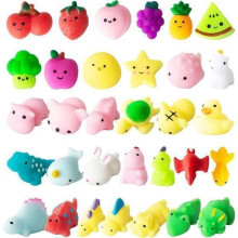 32 osaa Kawaii Mochi Squishy -leluja - Mini Squishys -pehmoleluja - söpöjä eläin- ja hedelmäaiheisia stressinlievitysleluja - satu