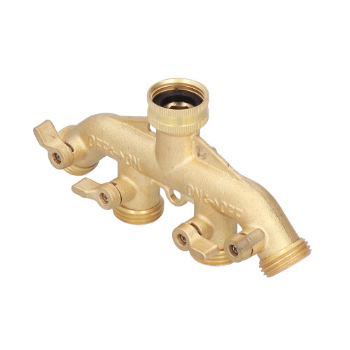G3/4 Brass 4 Way Garden Hose Splitter