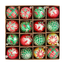 Glitter Christmas Balls Red Green Swirl 16 pcs