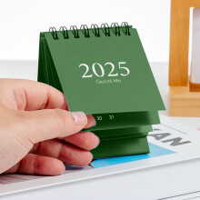 Mini Desktop Calendar 2025-2026 Green Standing Family