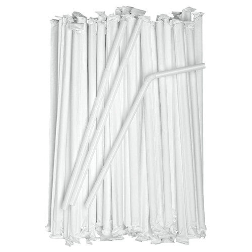 White Flexible Plastic Straws 8.26 inch 100-Pack 2