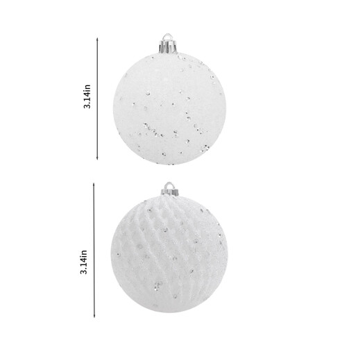 Christmas Balls Shatterproof 3.14 Inch White 12 Pcs 2