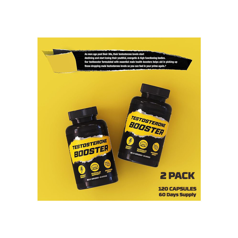 (3PCS) Testosterone Booster for Men - Supports Energy, Muscle Growth & Vitality, 60 Capsules
