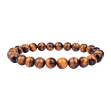 Blue Gold Beaded Stretch Bracelet – 8mm Natural Stone,