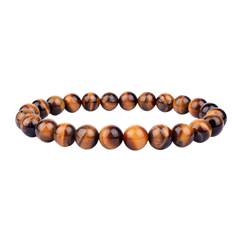 Blue Gold Beaded Stretch Bracelet – 8mm Natural Stone,
