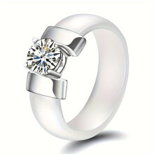 7 mm keramische ring met zwarte en witte zirkonia voor mannen en vrouwen