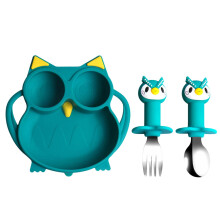 Owl-shaped silicone children's divided dinner plate,