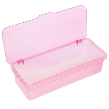 Boîte de rangement pour couverts en plastique rose avec porte-baguettes1
