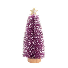 Miniature Needle Christmas Tree with Wooden Base Purple