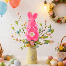 Colorful Flocked Rabbit Easter Decorations – Cute Standing Figurines for Spring, Wedding, Birthday, Garden & Home Decor