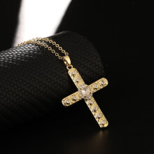 Cross Pendant Necklace Copper Plated 18K Zircon
