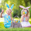 Easter basket with plush rabbit decor flocked velvet 1