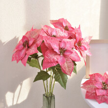 8-Pack Artificial Poinsettia Flowers for Christmas Tree, Home, Vase, Indoor/Outdoor Decor – Compatible with Xmas DIY
