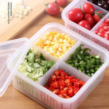 Sunjoy Tech Divided Veggie Tray with Lid, Stackable 4-Compartment Snack Containers for Fridge – Compatible with Standard Refrigerators