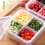 Sunjoy Tech Divided Veggie Tray with Lid, Stackable 4-Compartment Snack Containers for Fridge – Compatible with Standard Refrigerators 1