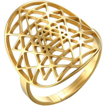 Adjustable Sri Yantra Chakra Ring – Sacred Geometry Pendant, Hindu Symbol, Meditation Jewelry for Women & Men, Compatible with Spiritual Practices