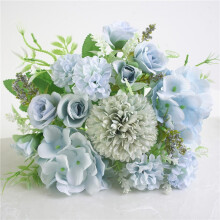Artificial Silk Flowers Bouquet, Real-Like Vibrant Bridal Wedding Decor, Fabric Plastic DIY Centerpieces for Party Home Office Garden