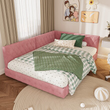 (4ft6 Double, Pink) Double Bed Frame With LED+USB