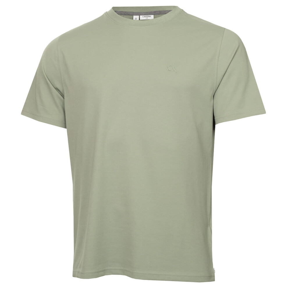 Calvin Klein (M, Sage) Mens Uni Luxe Pique Stretch Breathable Technical T-Shirt Green