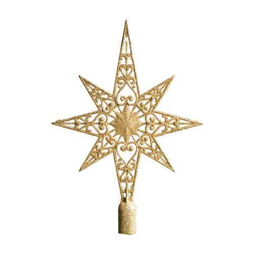 Décoration de sapin étoile dorée 4D à paillettes 1