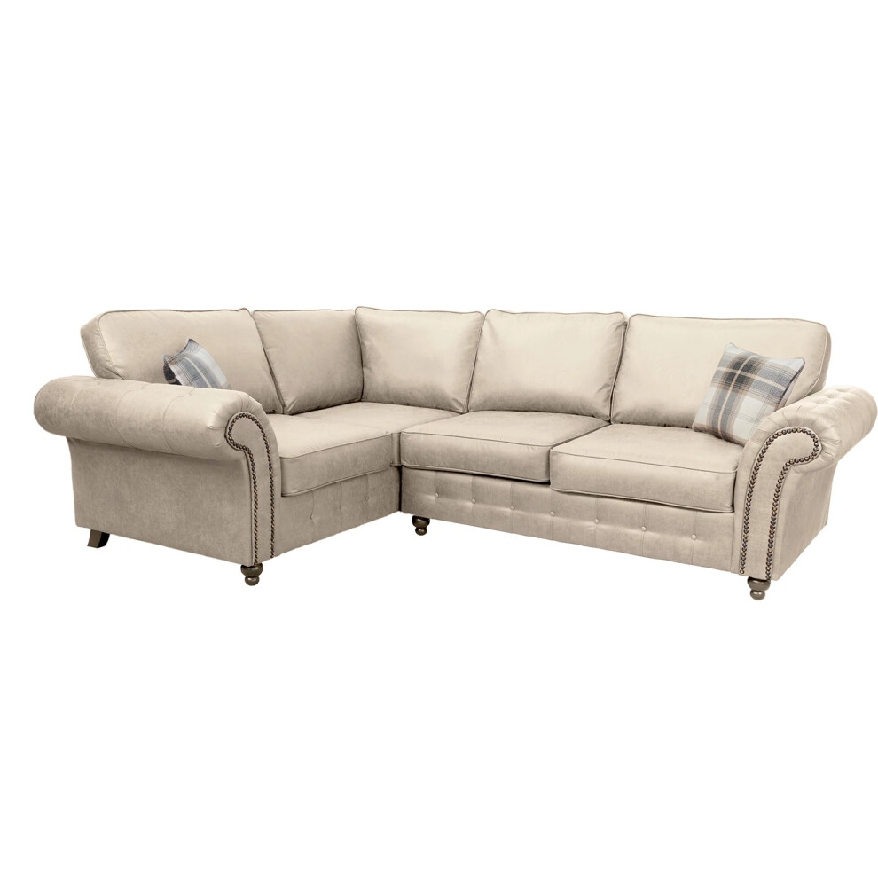 Furniture 786 Oakland Suede Leather 1C2 Corner Sofa Marble Clear