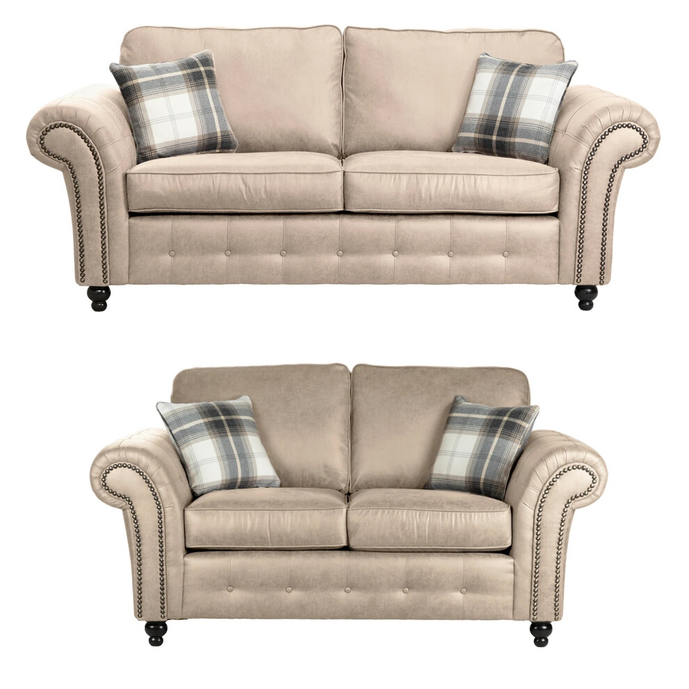 Furniture 786 Oakland Suede Leather 3&2 Seater Sofa Set Marble Clear