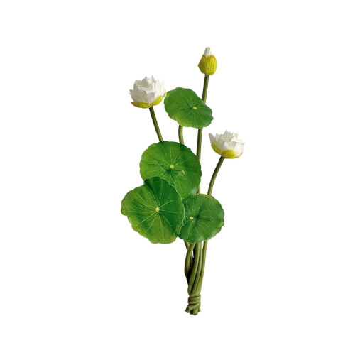 人造莲花与睡莲装饰 10.2英寸 白色 1