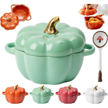 Oven Safe Pumpkin Bowls, 15 oz Ceramic Mini Pumpkin Bowls with Lids & Handles – Fall Pumpkin Soup Bowls