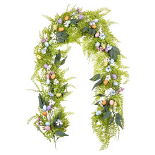 6 FT Easter Garland with Eggs & Artificial Pine Needles – Spring Decor for Fireplace, Door, Indoor/Outdoor – Compatible with Easter Themes