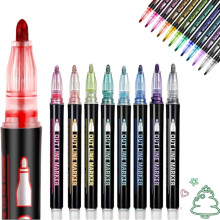 Dreamy Sparkle Dual-Line Contour Pen – 48 Colors, Quick-Dry Self-Outlining Glitter Pens for Art, Drawing, Card Making