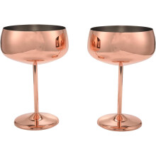 Rose Gold Champagne Glasses, Stainless Shatterproof Coupe Glasses for Martinis & Manhattans – 2 PCS, compatible with standard bar use