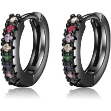 Gold Huggie Earrings for Women Rainbow Hoop Gold-Plated CZ