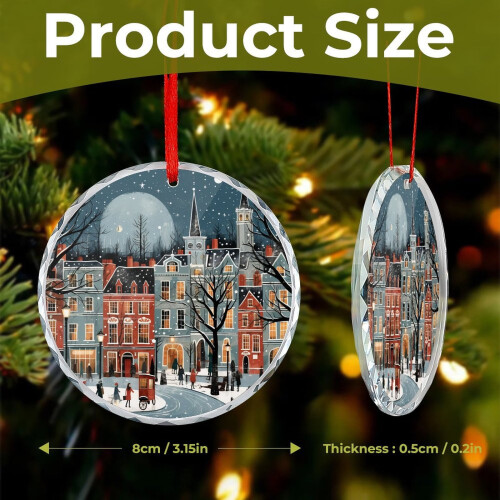 Dublin Christmas Crystal Glass Ornament Round 1pc 1